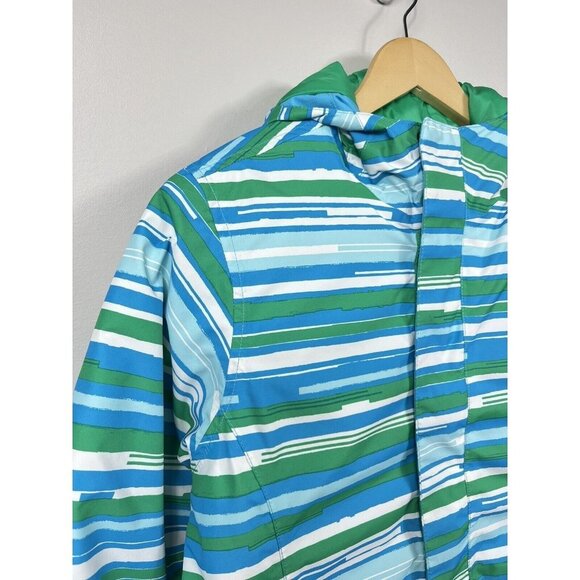 The North Face Jacket Girl Large 14/16 Green Blue Hooded Jacket Parka Winter Ski - Picture 3 of 15